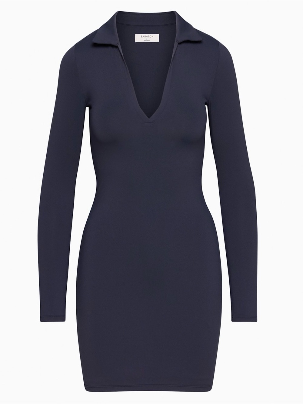 Babaton Navy Contour Polo Mini Longsleeve Dress Small